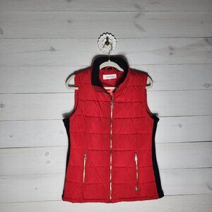 Calvin Klein Women Red Black puffer vest size medium.
